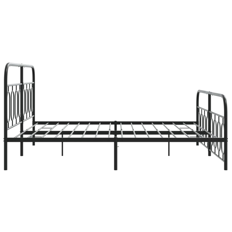 vidaXL Rectangular Modern Steel Full Bed Frame in Black