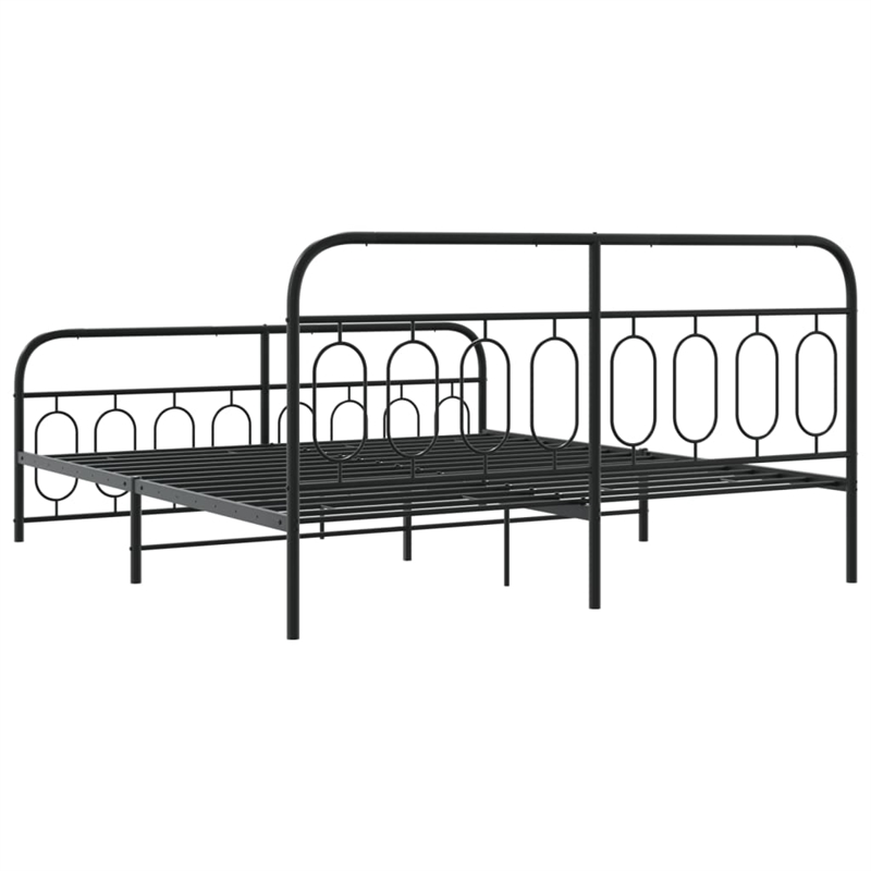 vidaXL Rectangular Modern Steel Full Bed Frame in Black