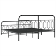 vidaXL Rectangular Modern Steel Full Bed Frame in Black