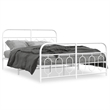 vidaXL Modern Rectangular Steel King Bed Frame in White