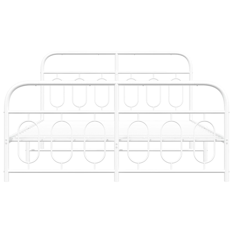 vidaXL Modern Rectangular Steel King Bed Frame in White