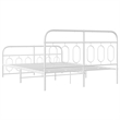vidaXL Modern Rectangular Steel King Bed Frame in White