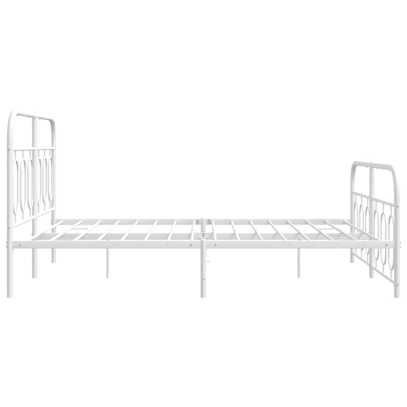 vidaXL Modern Rectangular Steel King Bed Frame in White