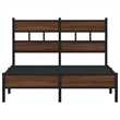 vidaXL Engineered Wood Steel Small Bed Frame in Brown Oak