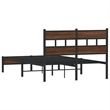 vidaXL Engineered Wood Steel Small Bed Frame in Brown Oak