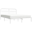 vidaXL Rectangular Powder-Coated Steel Full Bed Frame in White