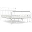 vidaXL 53.1x74.8 Powder-Coated Steel Bed Frame in White