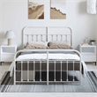 vidaXL 53.1x74.8 Powder-Coated Steel Bed Frame in White