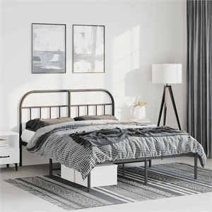 vidaXL Powder-Coated Steel King Bed Frame in Black