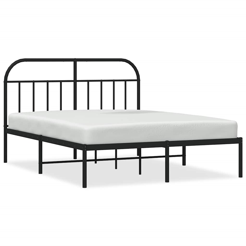 vidaXL Powder-Coated Steel King Bed Frame in Black