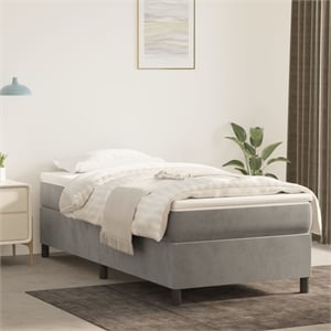 vidaXL Velvet Twin Bed Frame in Light Grey
