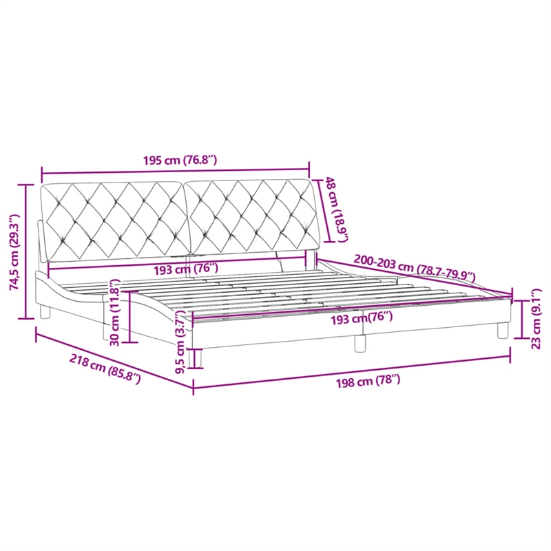 vidaXL Solid Pine Wood King Bed Frame in Light Grey