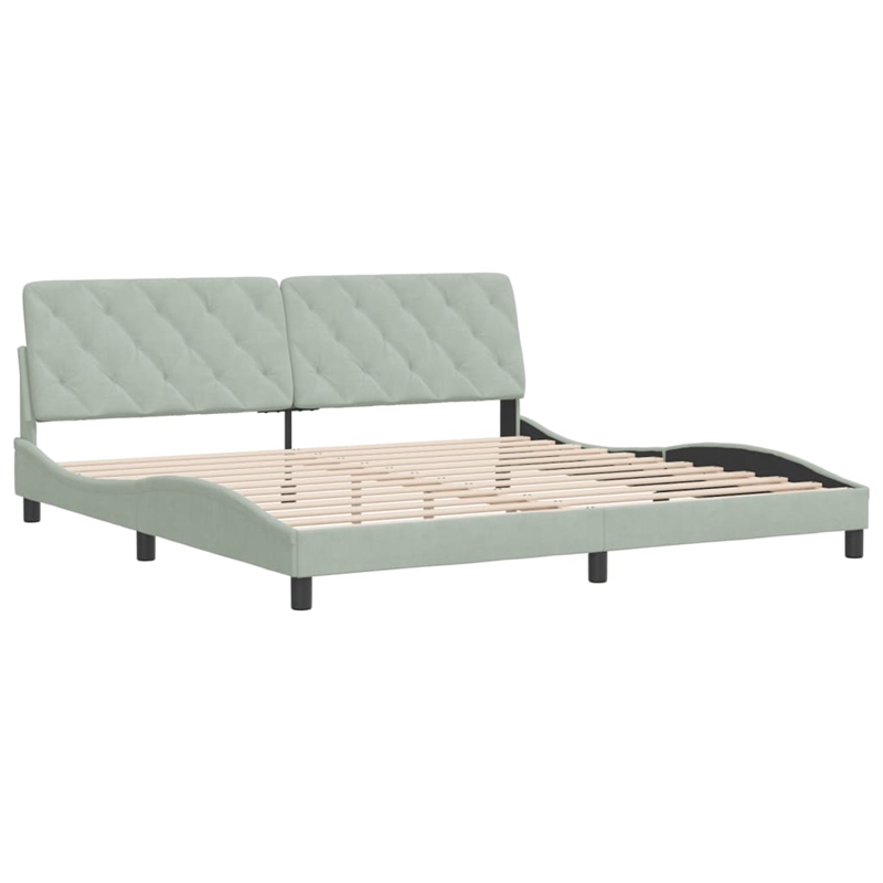 vidaXL Solid Pine Wood King Bed Frame in Light Grey
