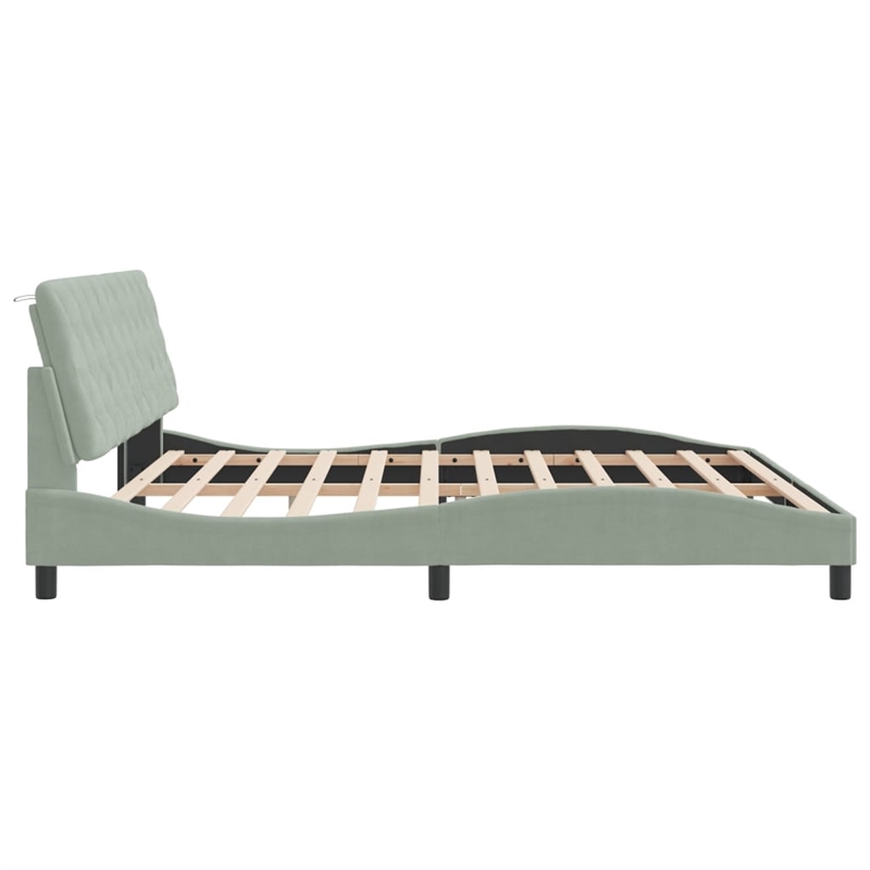 vidaXL Solid Pine Wood King Bed Frame in Light Grey