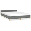 vidaXL Engineered Wood Queen Bed Frame with Headboard in Dark Gray
