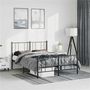 vidaXL Powder-Coated Steel King Bed Frame in Black
