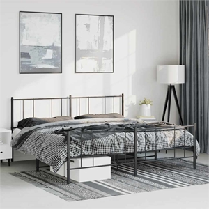 vidaXL 72 x 84 Powder-Coated Steel Bed Frame in Black