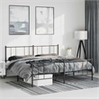 vidaXL 72 x 84 Powder-Coated Steel Bed Frame in Black