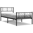 vidaXL Rectangular Steel Single Metal Bed Frame in Black