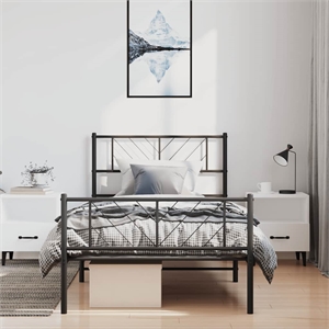 vidaXL Rectangular Steel Single Metal Bed Frame in Black