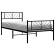 vidaXL Rectangular Steel Single Metal Bed Frame in Black