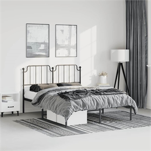 vidaXL Powder-Coated Steel King Bed Frame in Black