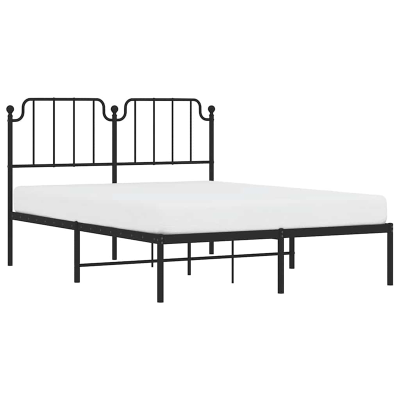 vidaXL Powder-Coated Steel King Bed Frame in Black