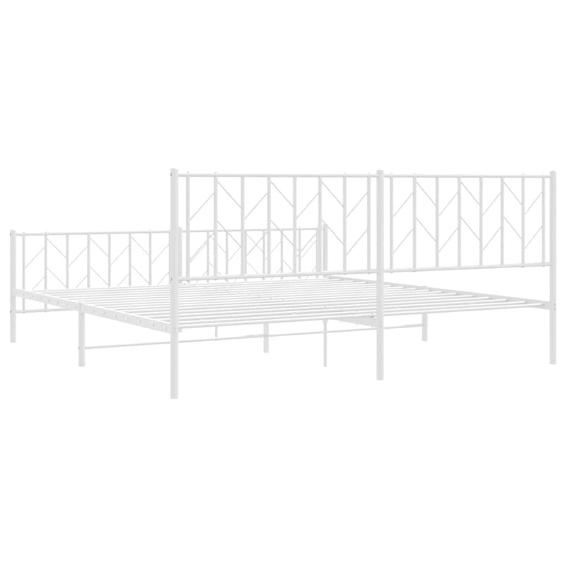 vidaXL Rectangular Powder-Coated Steel Full Bed Frame in White