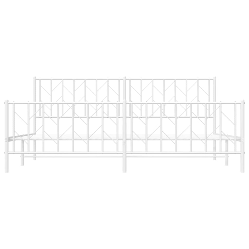 vidaXL Rectangular Powder-Coated Steel Full Bed Frame in White
