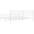 vidaXL Rectangular Powder-Coated Steel Full Bed Frame in White