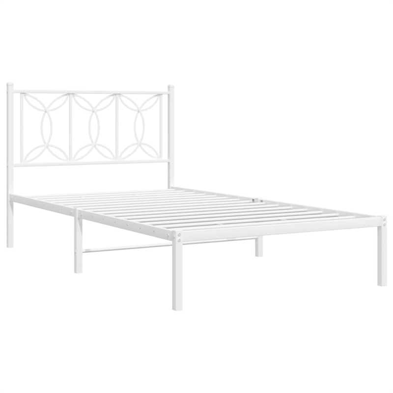 vidaXL 39.4 x 78.7 Modern Steel Single Bed in White