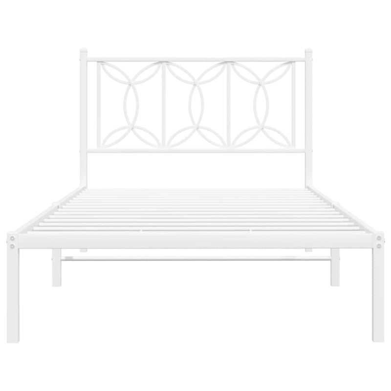 vidaXL 39.4 x 78.7 Modern Steel Single Bed in White