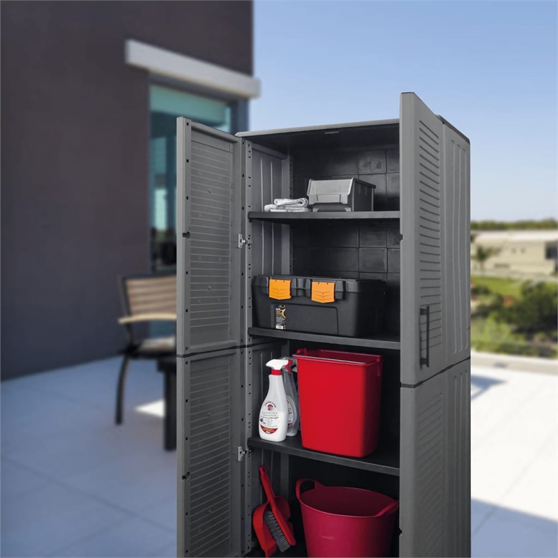 vidaXL Garden Storage Cabinet in Gray and Black
