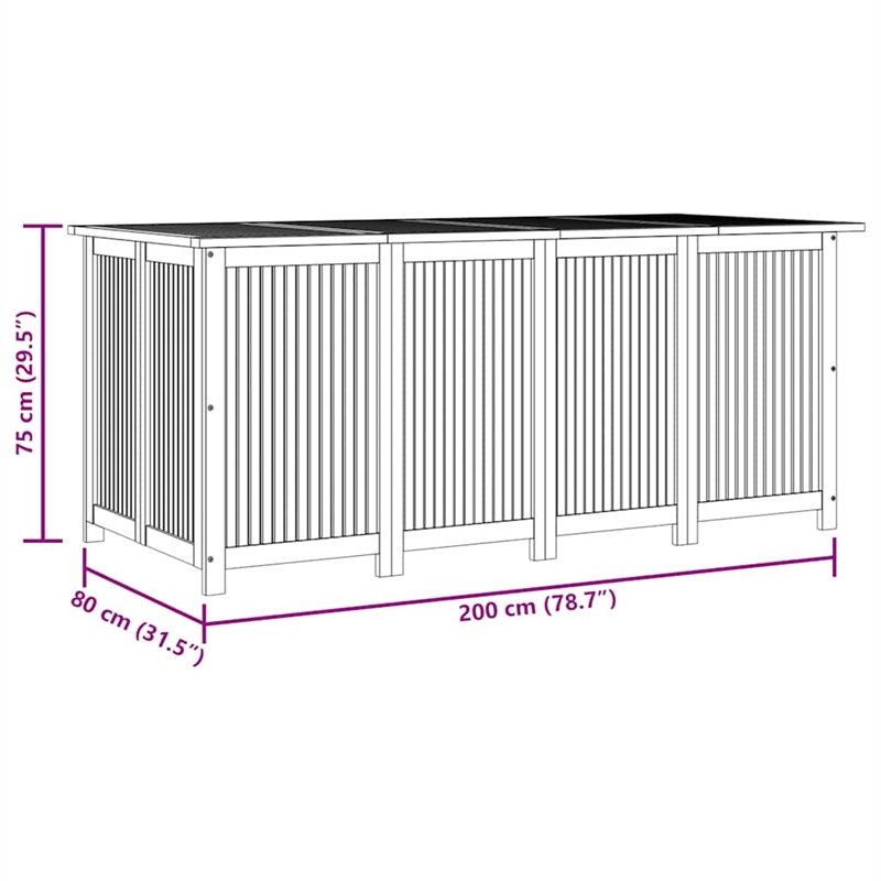 vidaXL Solid Acacia Wood Garden Storage Box in Natural