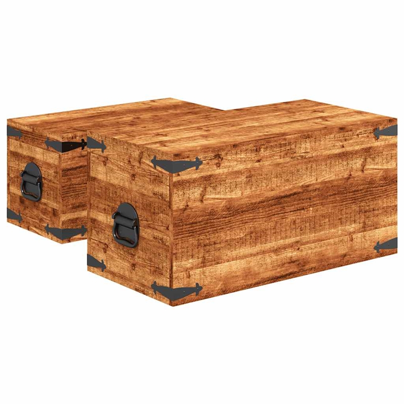 vidaXL Multiple Sizes Rough Mango Wood Storage Box in Brown