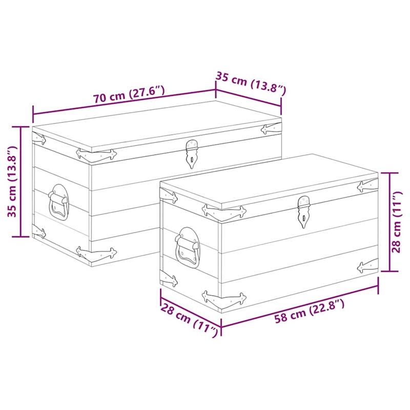 vidaXL Multiple Sizes Rough Mango Wood Storage Box in Brown
