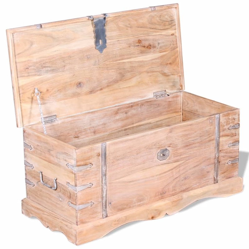 vidaXL Medium Solid Acacia Wood Storage Chest in Brown