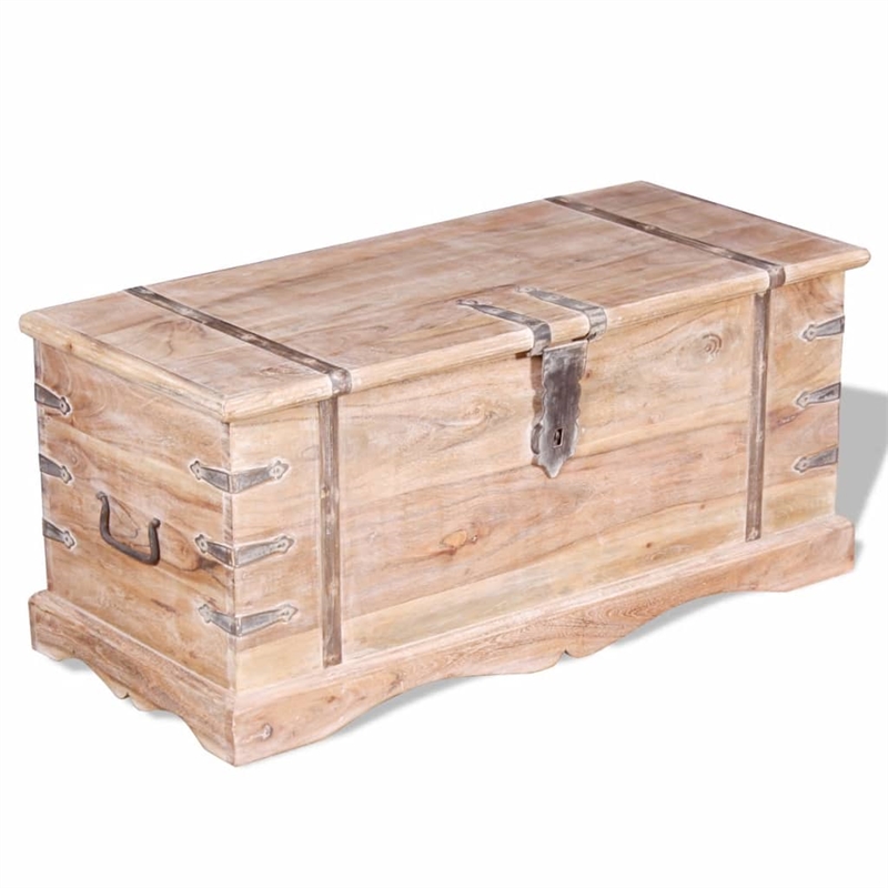 vidaXL Medium Solid Acacia Wood Storage Chest in Brown