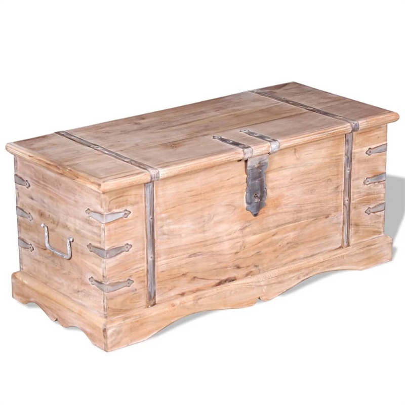 vidaXL Medium Solid Acacia Wood Storage Chest in Brown