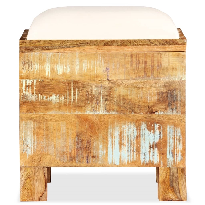 vidaXL Solid Reclaimed Wood Storage Chest with White Seat Cotton in Brown