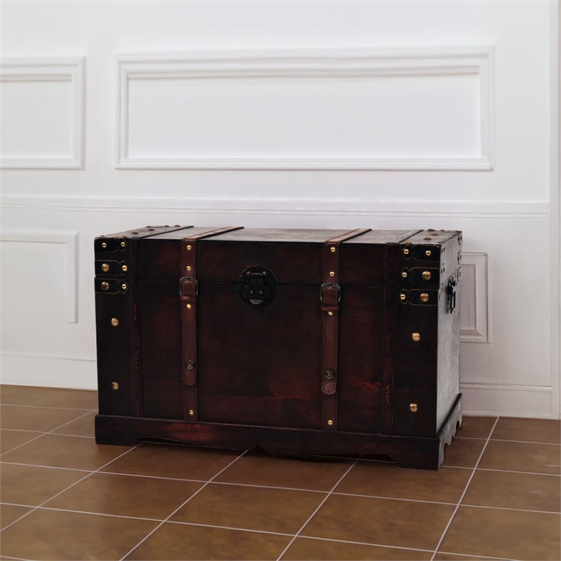 vidaXL Large Wood and Engineered Wood Chest in Brown