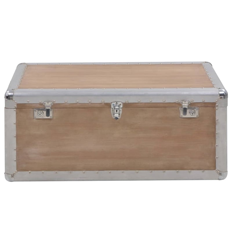 vidaXL Solid Fir Wood MDF Non-woven Fabric Steel Storage Box in Brown
