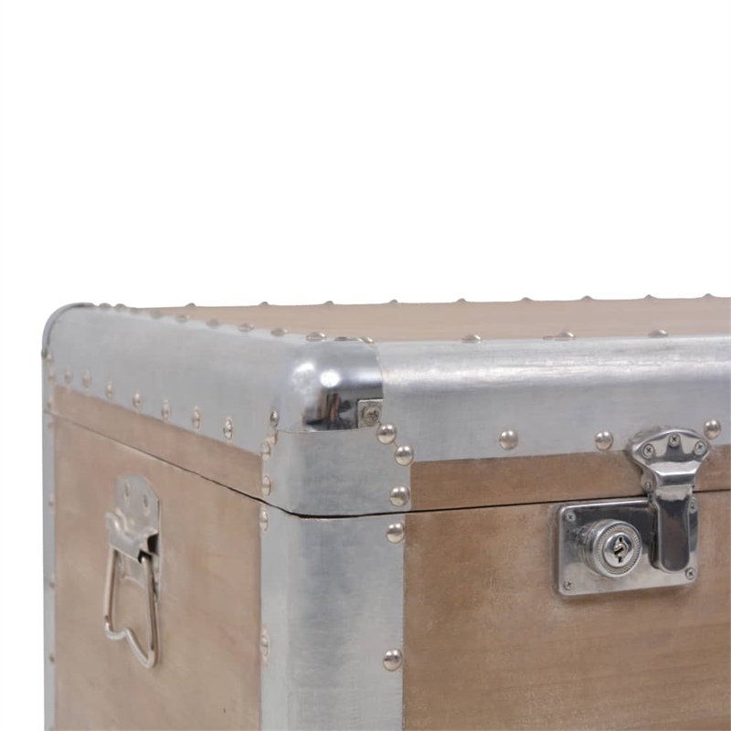 vidaXL Solid Fir Wood MDF Non-woven Fabric Steel Storage Box in Brown