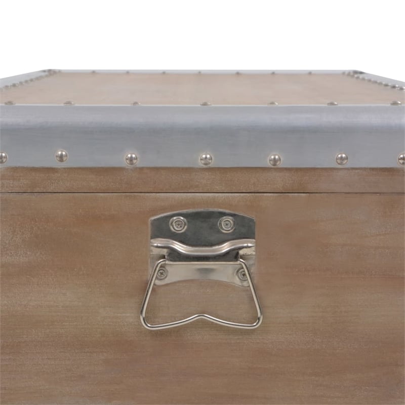 vidaXL Solid Fir Wood MDF Non-woven Fabric Steel Storage Box in Brown