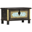vidaXL Solid Mango Wood Metal Storage Chest in Black Gold Blue