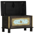 vidaXL Solid Mango Wood Metal Storage Chest in Black Gold Blue