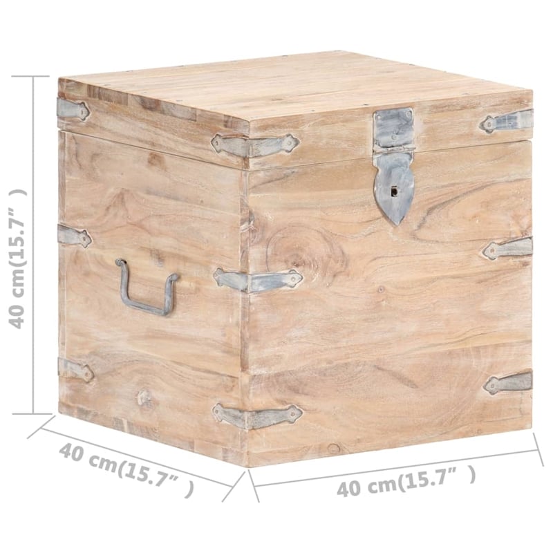 vidaXL Solid Acacia Wood Iron Chest in White