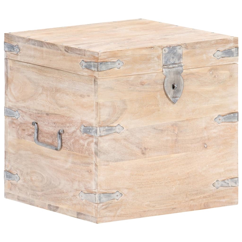 vidaXL Solid Acacia Wood Iron Chest in White