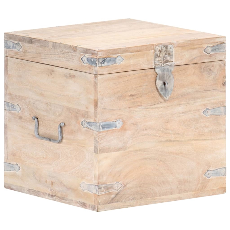 vidaXL Solid Acacia Wood Iron Chest in White