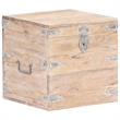 vidaXL Solid Acacia Wood Iron Chest in White